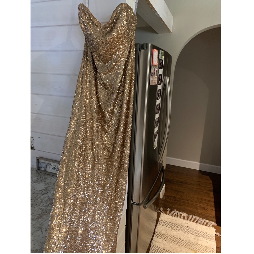 Gold sequin evening gown